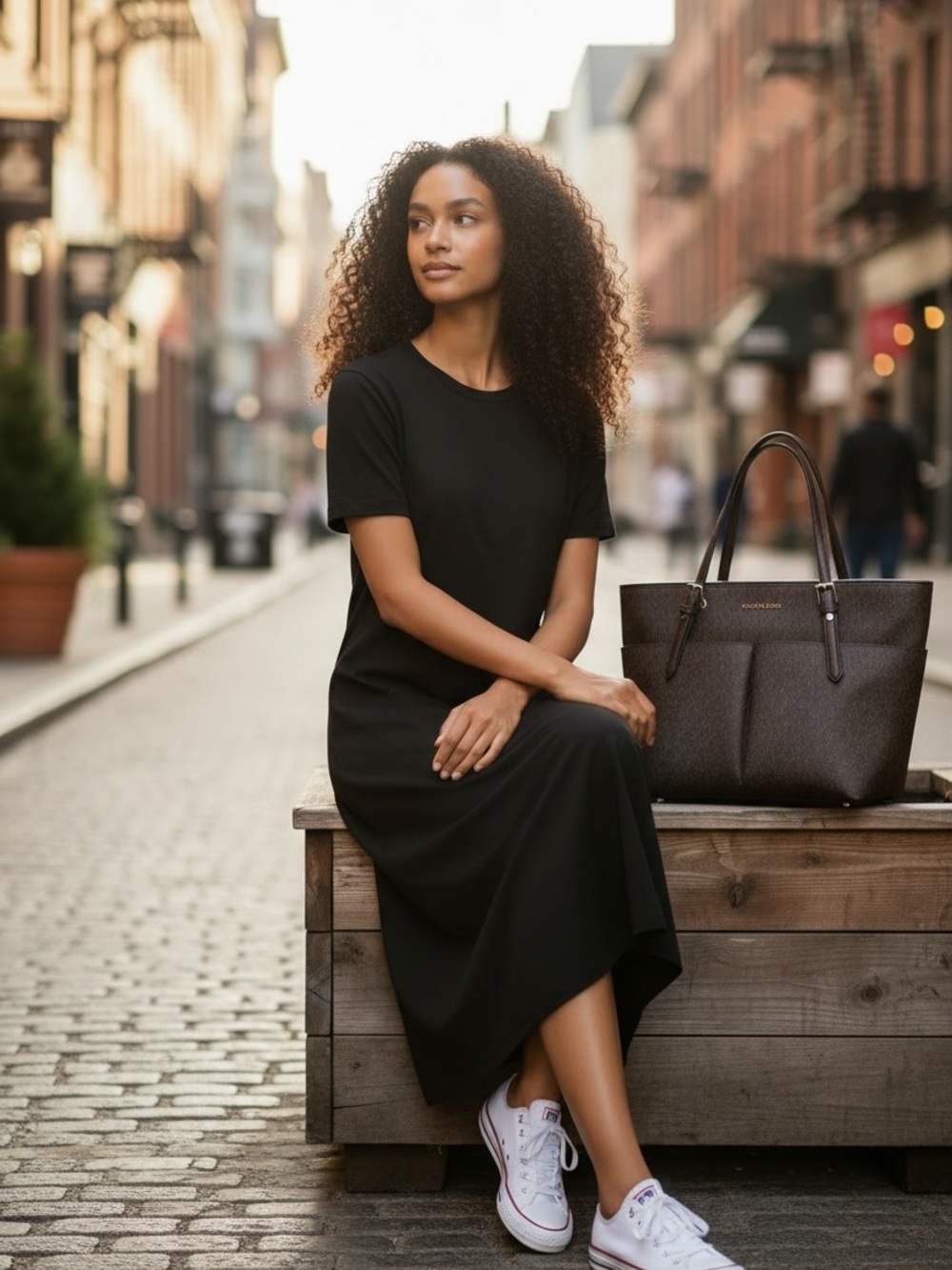 Michael Kors Jet Set Signature Textured Tote Shoulder Bag